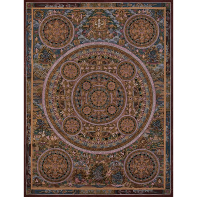 Cinq mandalas Thangka (Thangka sans brocart)