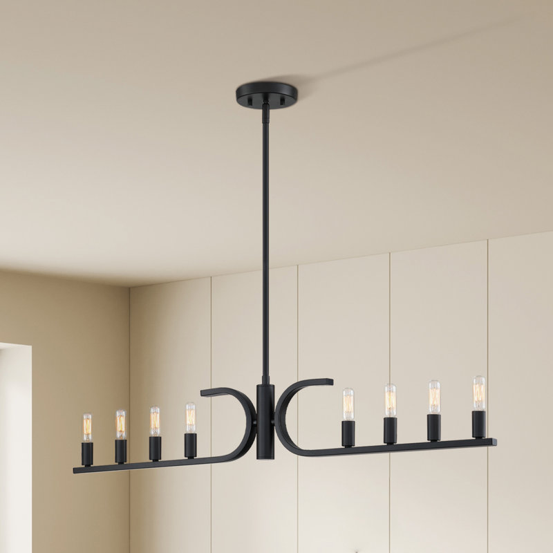 Luminaire suspendu unique et remarquable à 8 lumières noir mat d'yahli