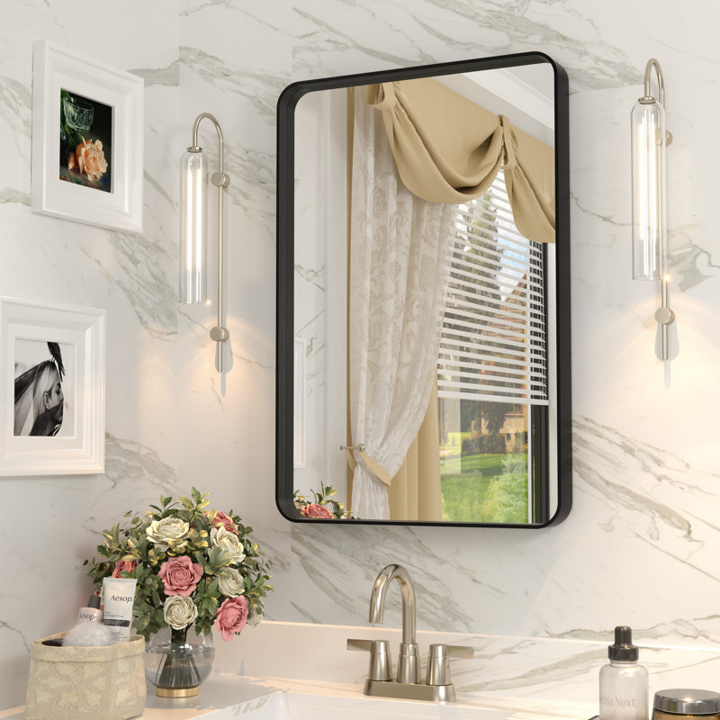 Miroir mural Aevar, 16 po x 24 po, Noir mat