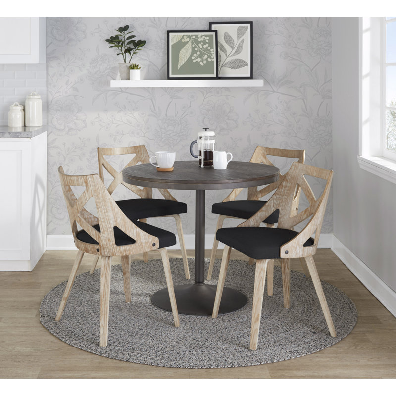 4 - Person Pedestal Dining Set, Antique, Black, Black/Brown