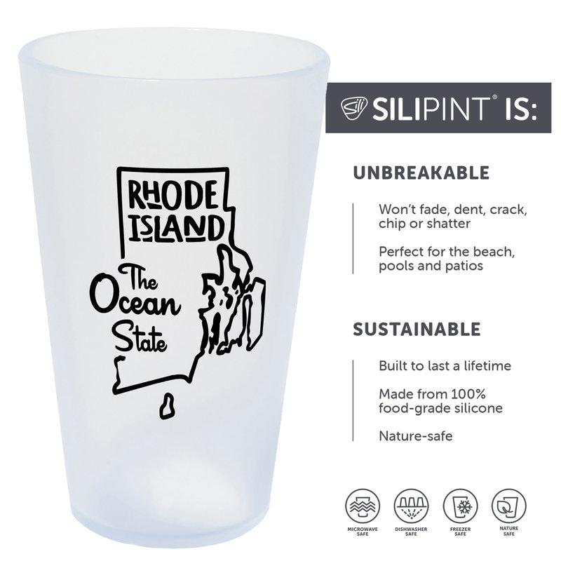Silipint: Verres State Pint 16 oz: paquet de 2 - Rhode Island - tasses en silicone glaçon
