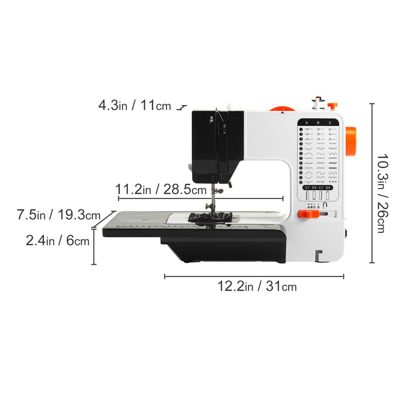 Machine à coudre portable pour débutants avec 38 points de suture, contrôle de vitesse double et table d'extension - Ensemble de couture complet pour la maison