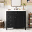 Armoire de salle de bain 36 po avec lavabo, conception moderne. 2 tiroirs et bec basculant. Noir. Espace de rangement pour les meubles-lavabos essentiels. Espace de rangement abondant-309804673