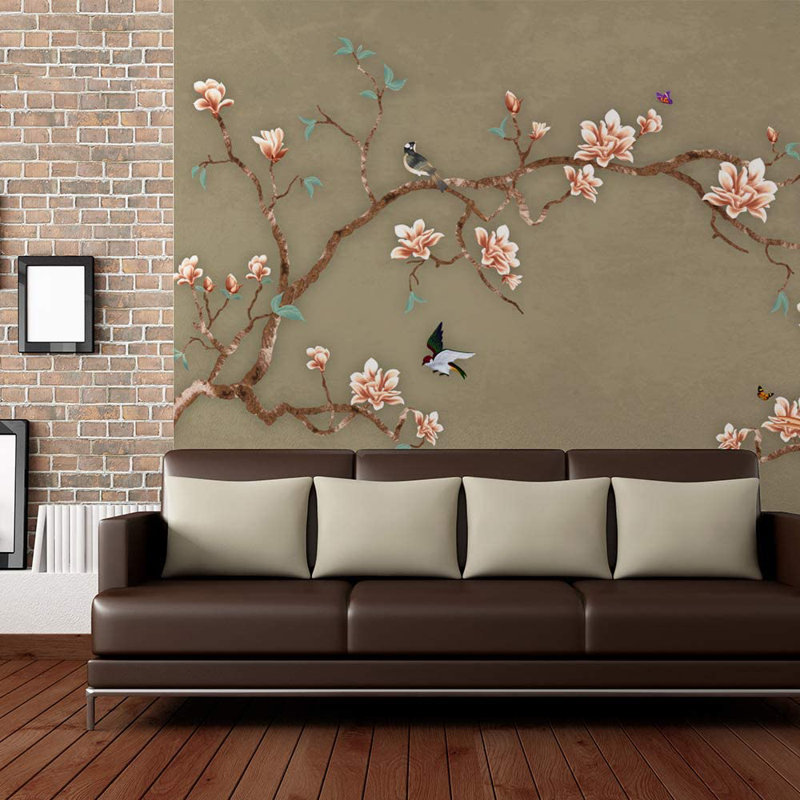 Idées murales murales pour chambre à coucher, style chinois, 5 autocollants muraux amovibles à peler et coller_CHINEZ_1912_Y05