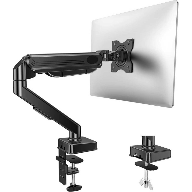 Single Monitor Arm for Desk - Gas Spring VESA Mount, No USB Ports 