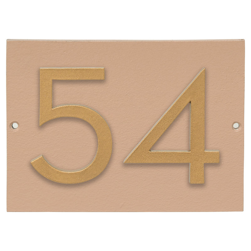 Plaque d’adresse murale sur 1 ligne flottante, Taupe, Or, Oui