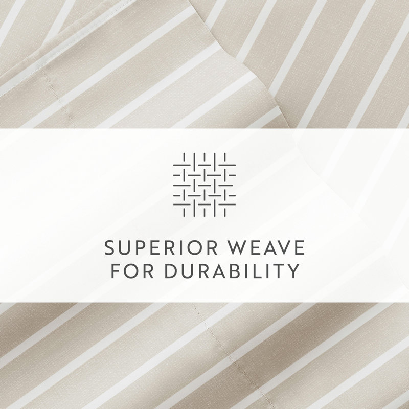 Twin Natural Striped Polyester Microfiber Sheet Set