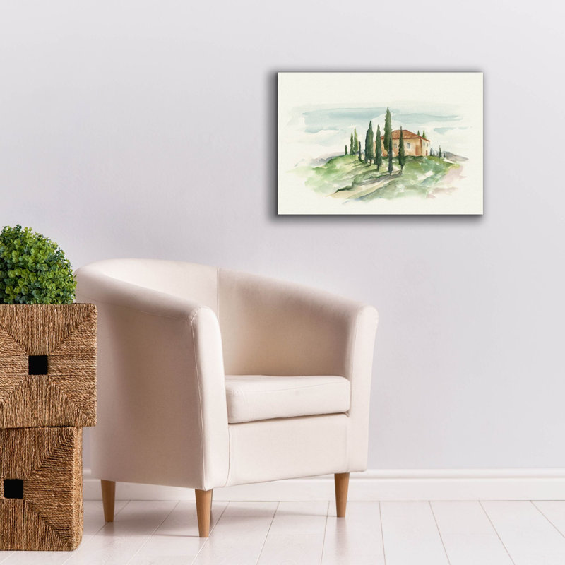 «Watercolor Tuscan Villa II» par Ethan Harper, art mural sur toile, H 18 po x l 26 po x P 0,75 po