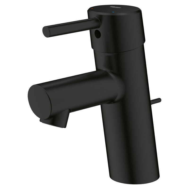 Robinet de salle de bain à un trou Concetto ™, Noir mat, Ensemble de drain inclus : Oui