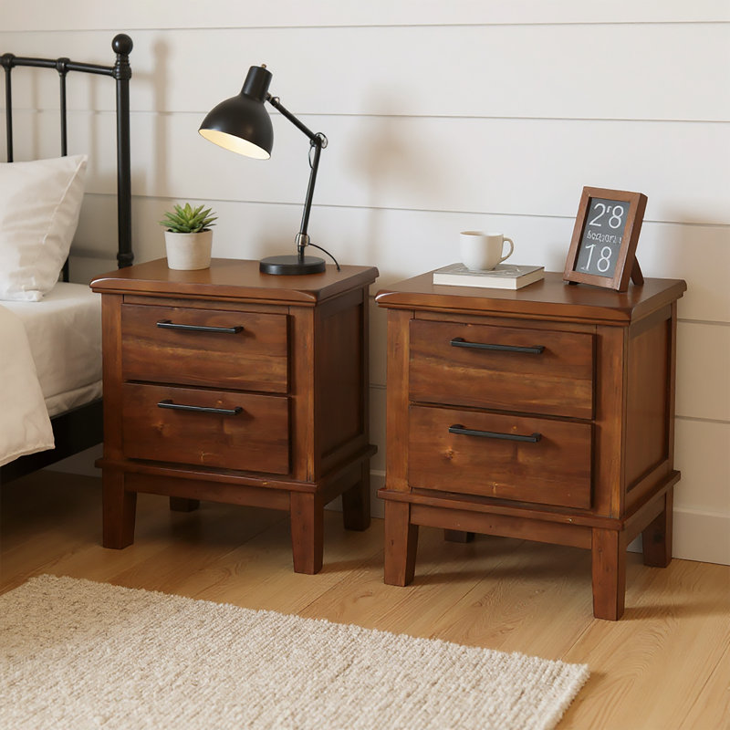 Cagney Wood Nightstand (Set Of 2), Chestnut, Brown