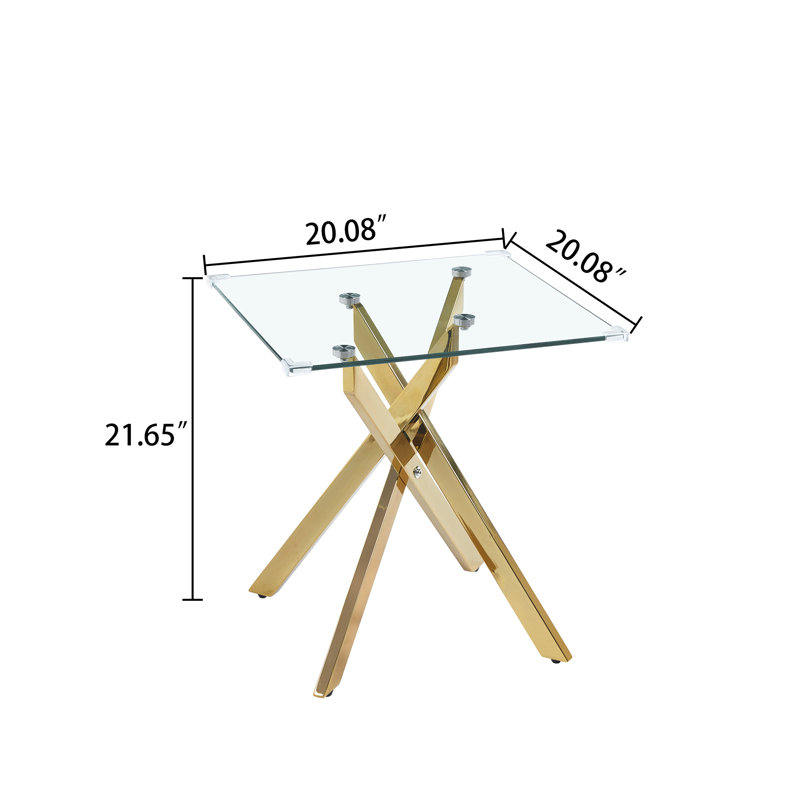 Table de bout en verre trempé, Doré