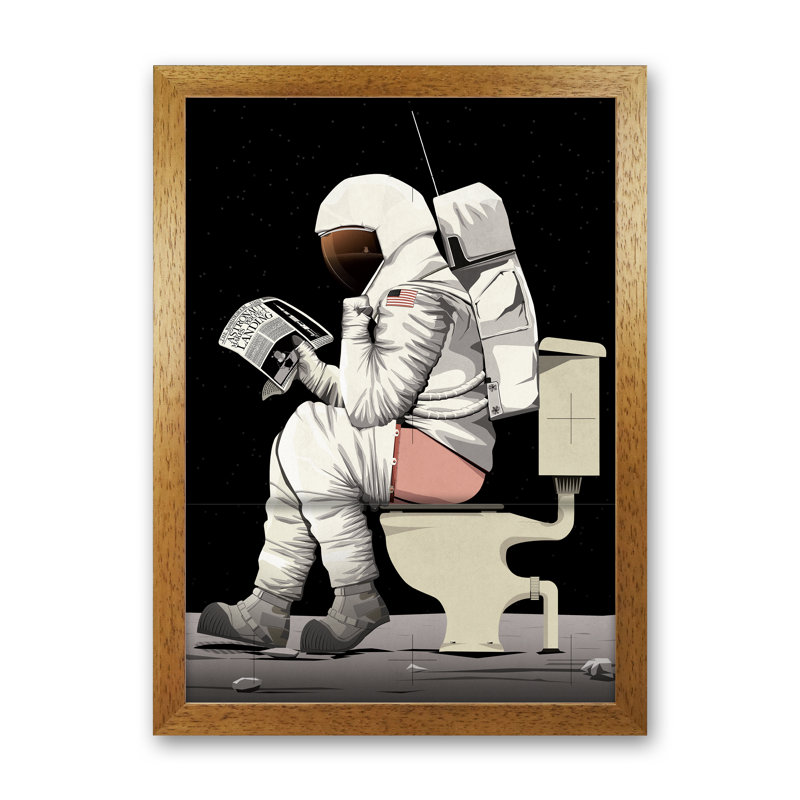 Moon On Loo - Print, 30cm H x 21cm W x 3cm D, Oak Framed