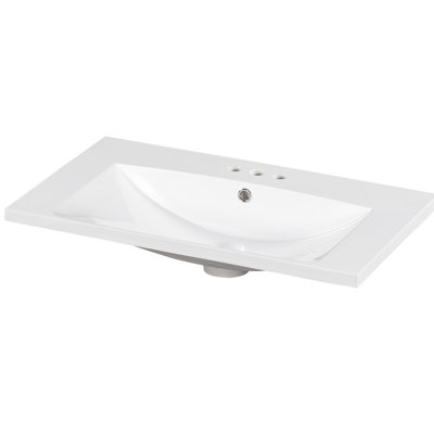 30" Single Bathroom Vanity Resin Sink Top with 3 Faucet Holes