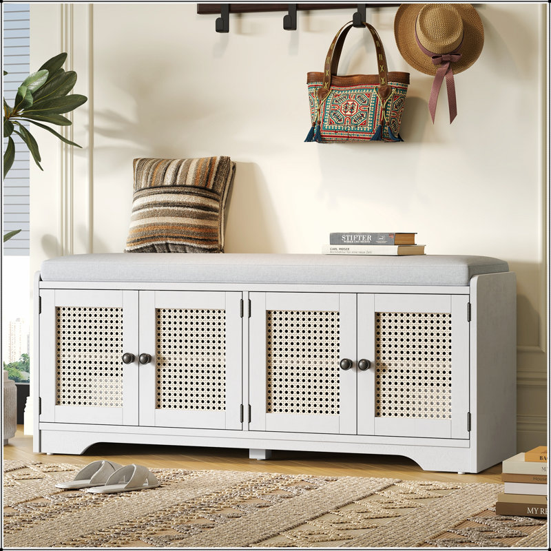 Banc de rangement Rustic, Blanc