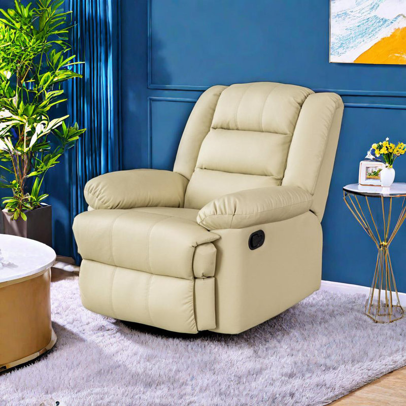 Tazeem Swivel Recliner, Navy Blue Leathaire