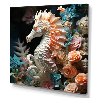 Hippocampe avec sanctuaire de fleurs - impression