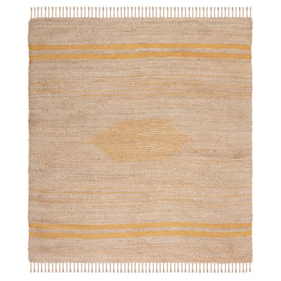 Jackie Abstract Handwoven Jute Tan Area Rug