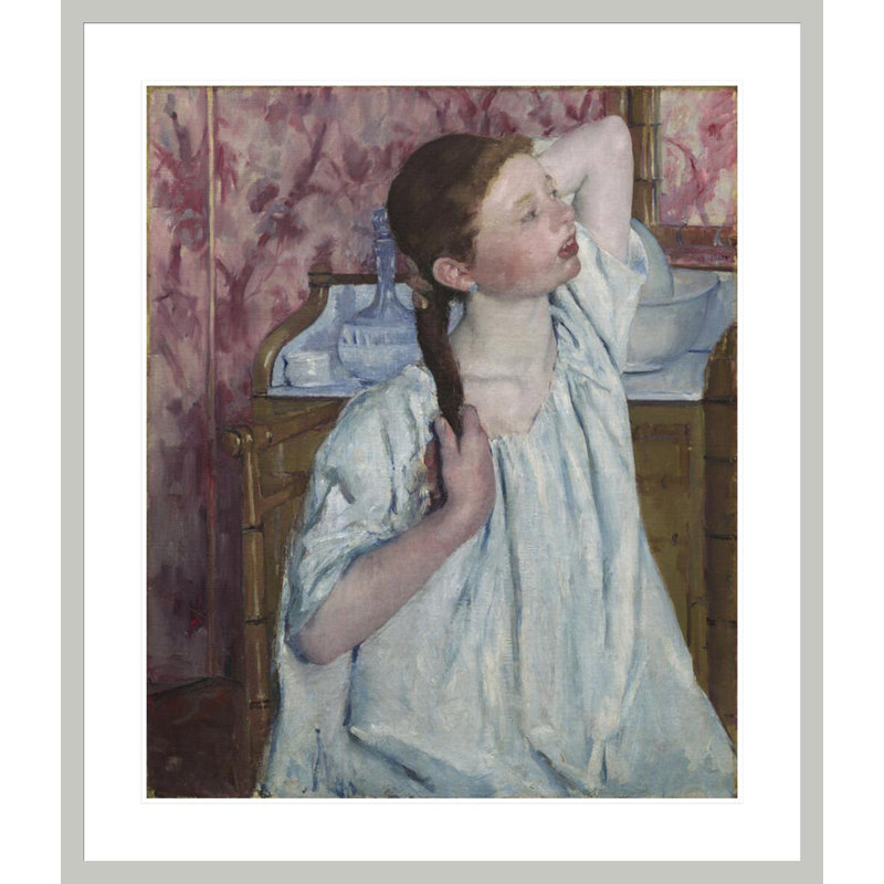 «Girl Arranging Her Hair» par Mary Cassatt, impression giclée encadrée, H 38,86 po x l 33,5 po