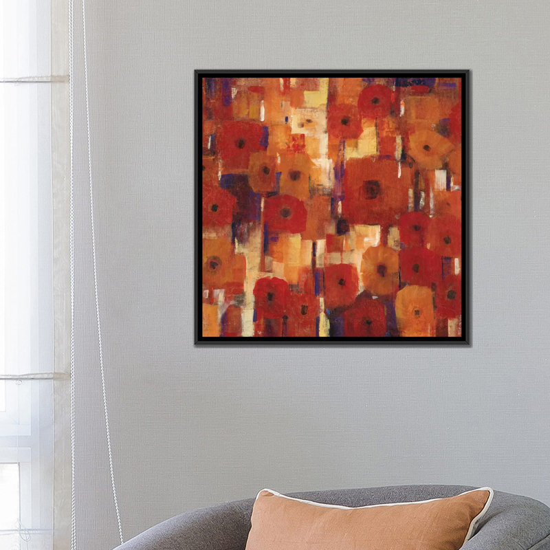 «Transitional Poppies II», reproduction d'art sur toile tendue, H 26 po x l 26 po x P 1,5 po, Toile avec cadre noir