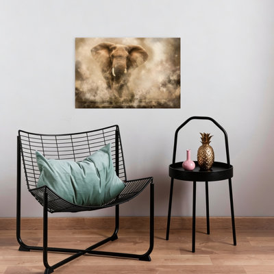 Majestic Elephant Charge Dramatic Contemporary Elephant Nature Wildlife Wall Art Print 1 Piece Wrapped Canvas Wall Art