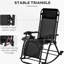 Chaises longues berçantes 2 pièces, inclinable zéro gravité avec oreiller, porte-gobelet et téléphone, structure en acier noir et solide, idéale pour les chaises longues à l'extérieur, support inclinable pliable. Noir