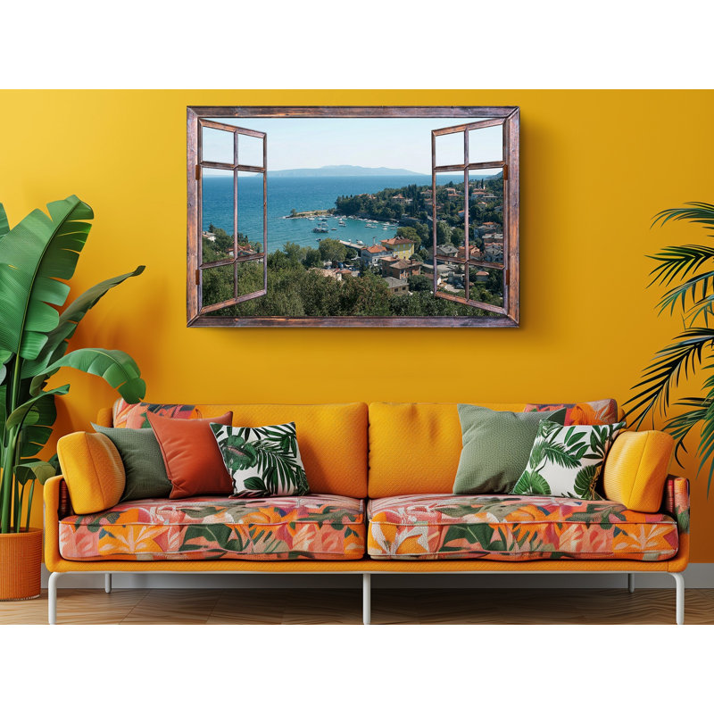 «Open Window View of the Marina in Italy», reproduction sur toile, H 30 po x l 45 po