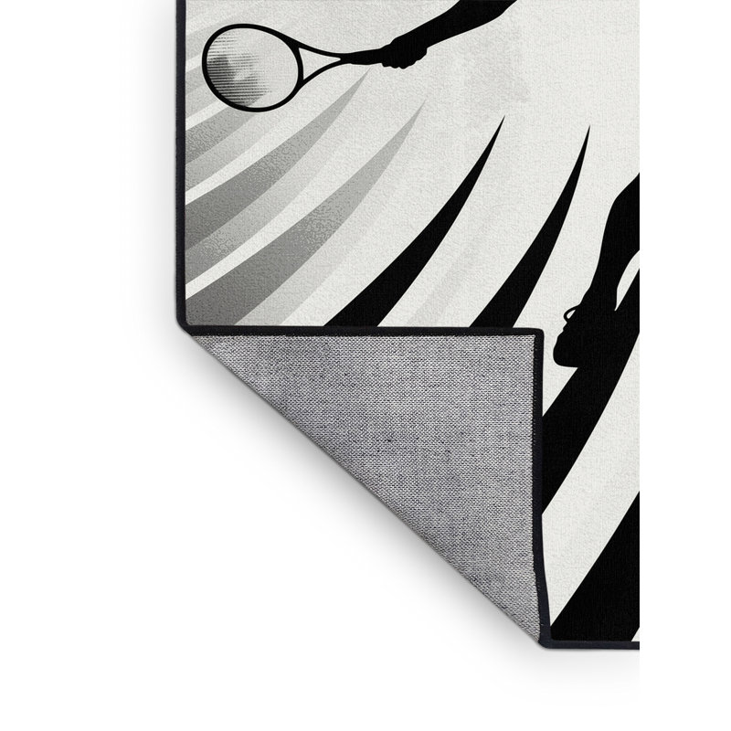 Tapis de tennis moderne en tissu blanc chic et lavable à la machine Medford, 8 x 10
