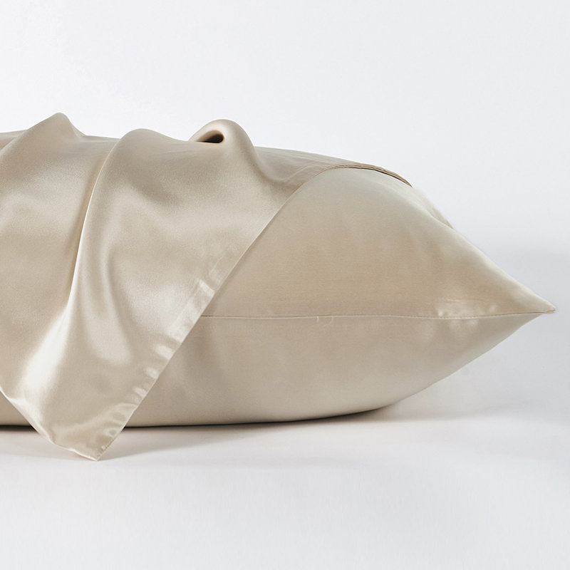 100% Mulberry Silk Pillowcase, Champagne, Queen Pillowcase