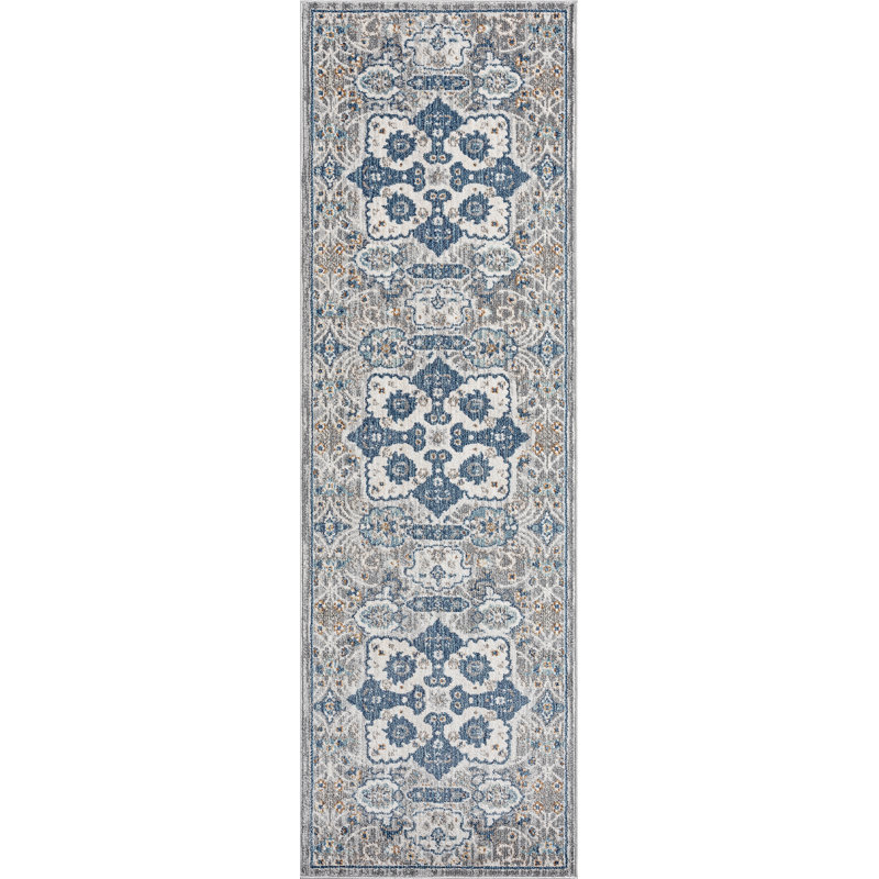 Tapis oriental gris Deundre, Tapis de couloir 2 pi 3 po x 7 pi 7 po