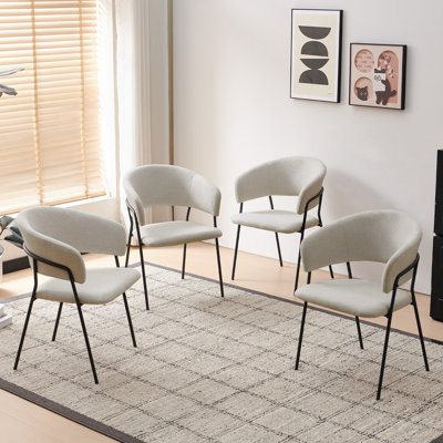Andrya Chunky-Weave Fabric Dining Chair with Arms, Set of 4