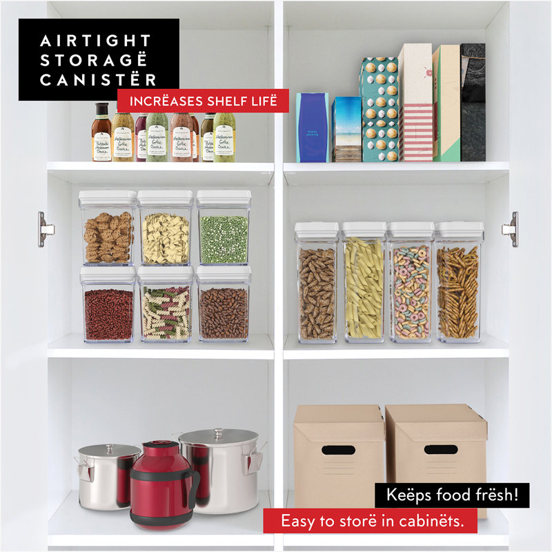 Dwellza Kitchen Airtight Food Storage Containers 1L 6 Piece Set, Clear/White