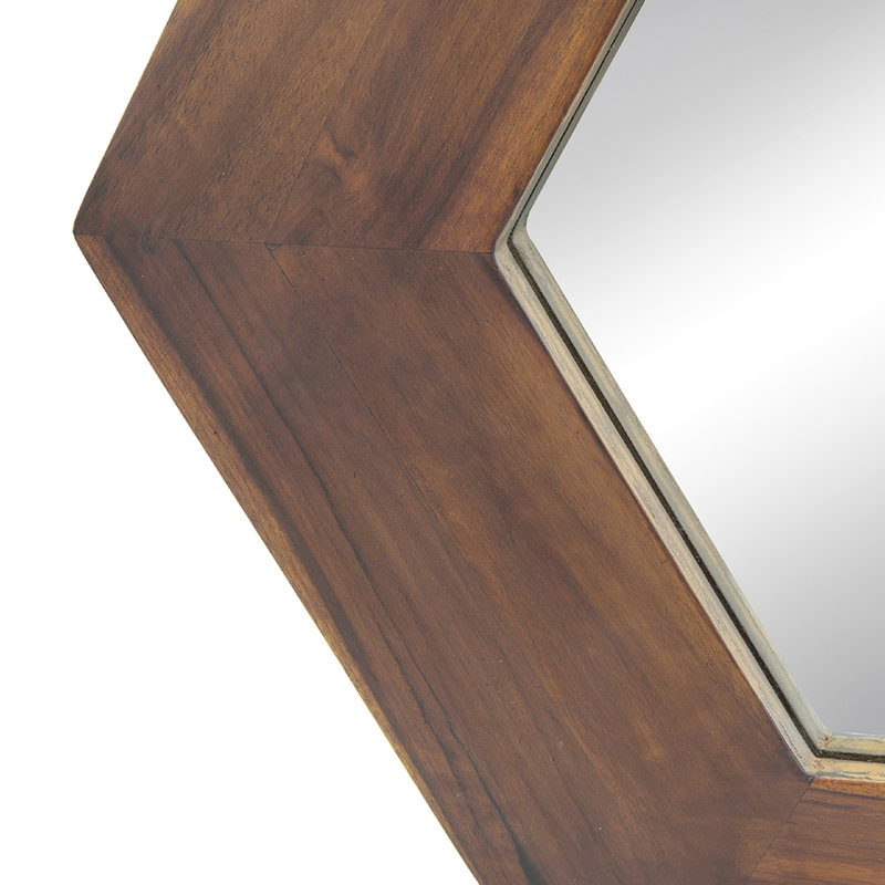 Miroir hexagonal 18,5 po x 18,5 po, Marron foncé