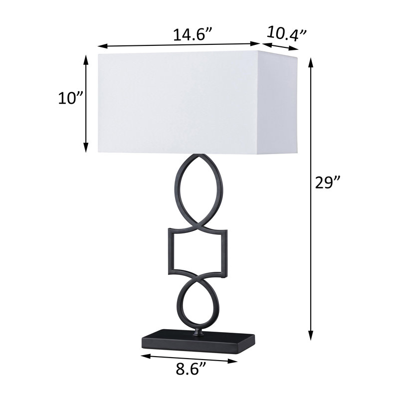 29-inch Rectangular Shade Metal Table Lamp Black