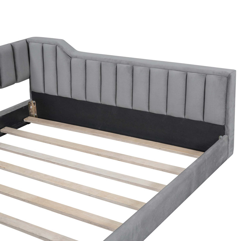 Upholstery Daybed and Side Storage pocket, Gray, Full