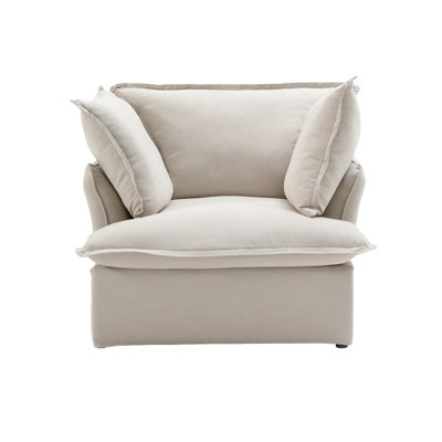 Fairford 2-Piece Upholstered Modern Linen Velvet Slipcovered Armchair