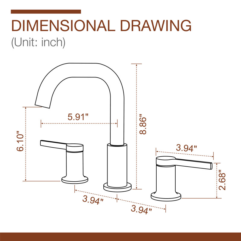 Widespread 2-handle Bathroom Faucet, Brushed Gold