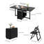 Folding Dining Table in Black Solid Wood, Mobile Table with Casters and 2 Storage Drawers, Compact Foldaway Design（Without Chairs）-685352544