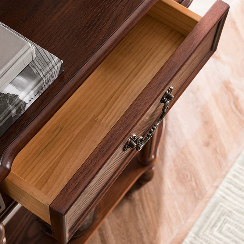 Console demi-cercle en bois massif brun, H 39,37 po x l 9,25 po x P 35,43 po