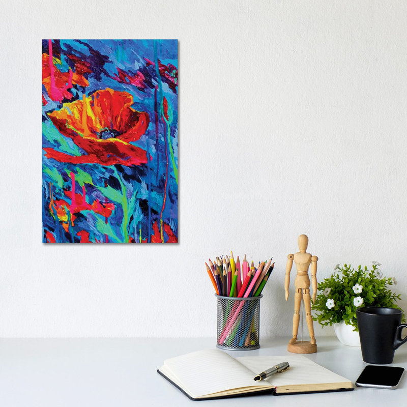 Abstract Poppies 1 Piece Wrapped Canvas Painting, 20.32 cm H x 30.48 cm W