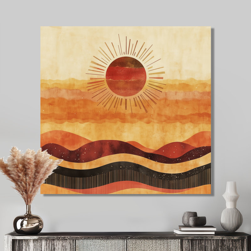 Retro Horizon Canvas, Atomic Sunset Wall Art, Sunset Over Atomic Horizon, H 24 po x l 24 po, Wrapped Canvas