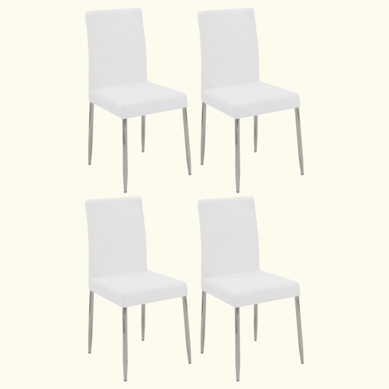 Ensemble de 4 chaises d'appoint en tissu blanc Houseman