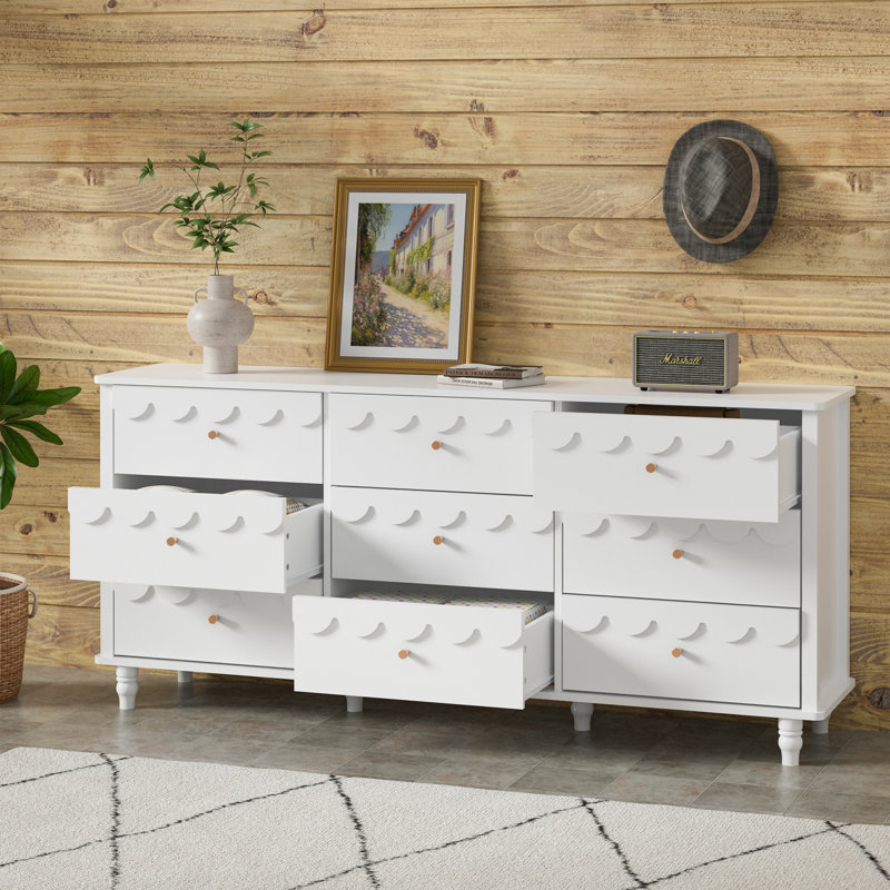 Commode à 9 tiroirs l 63,1 po, Blanc