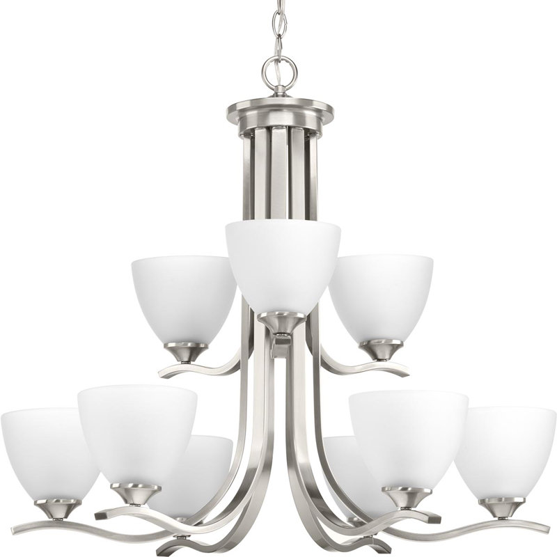 Lustre classique / traditionnel à 9 lumières Van Reipen, Nickel brossé