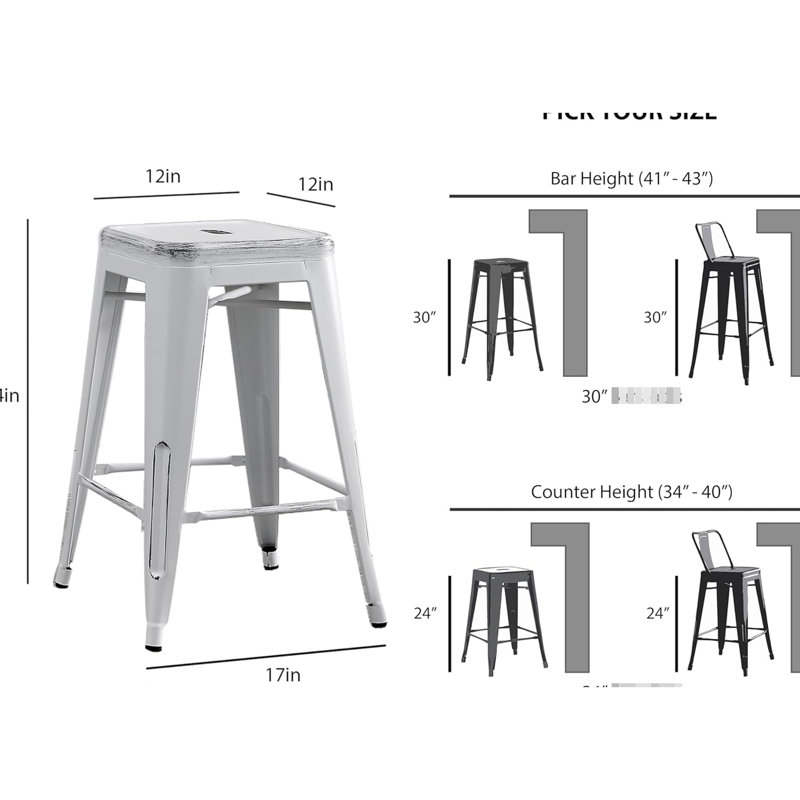 Tabourets de bar en métal Rustic