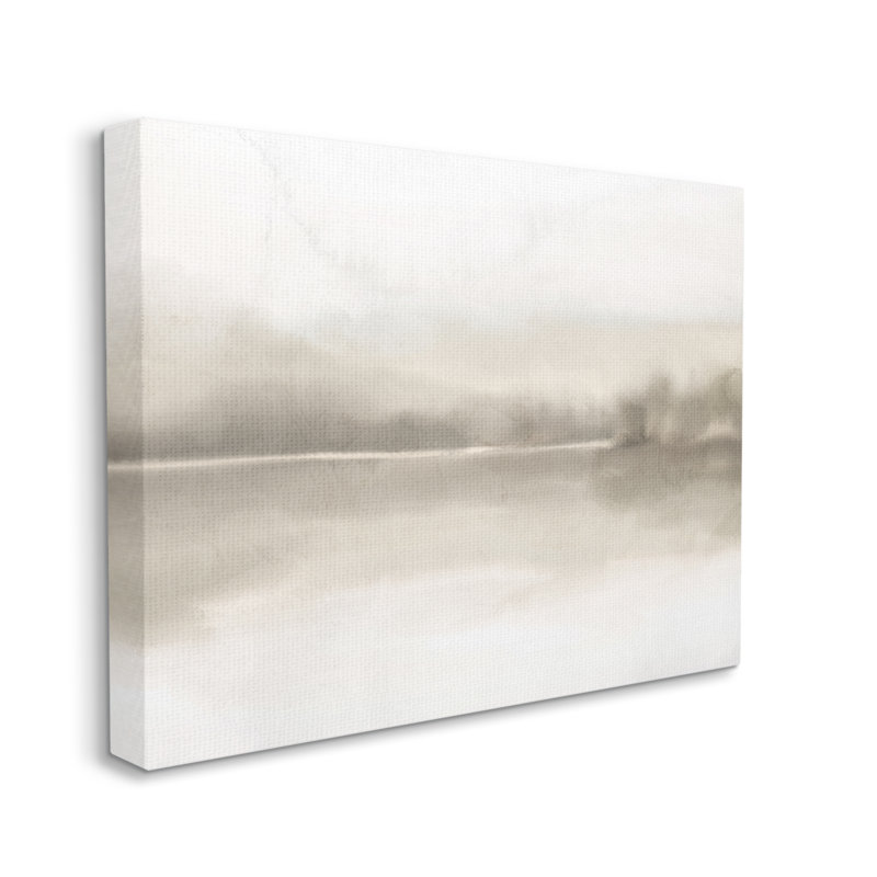 Conception abstraite moderne du paysage au bord du lac Hazy par Ann Bailey, Toile tendue, H 36 po x l 48 po, Sans cadre