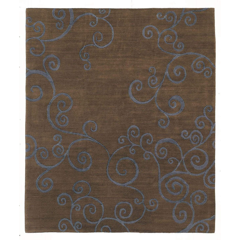 Zephyr Floral Area Rug in Brown/Purple, Rectangle 6' x 9'
