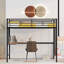 Lit mezzanine simple en métal avec bureau et grille décorative, parfait pour une utilisation compacte et multifonctionnelle dans les chambres modernes-353906970