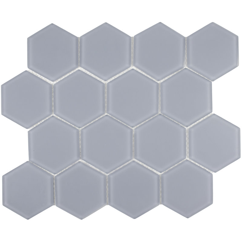 3" Beehive 10.25in.x11.75in. Glass Mosaic Tile, Aqua Blue Matte