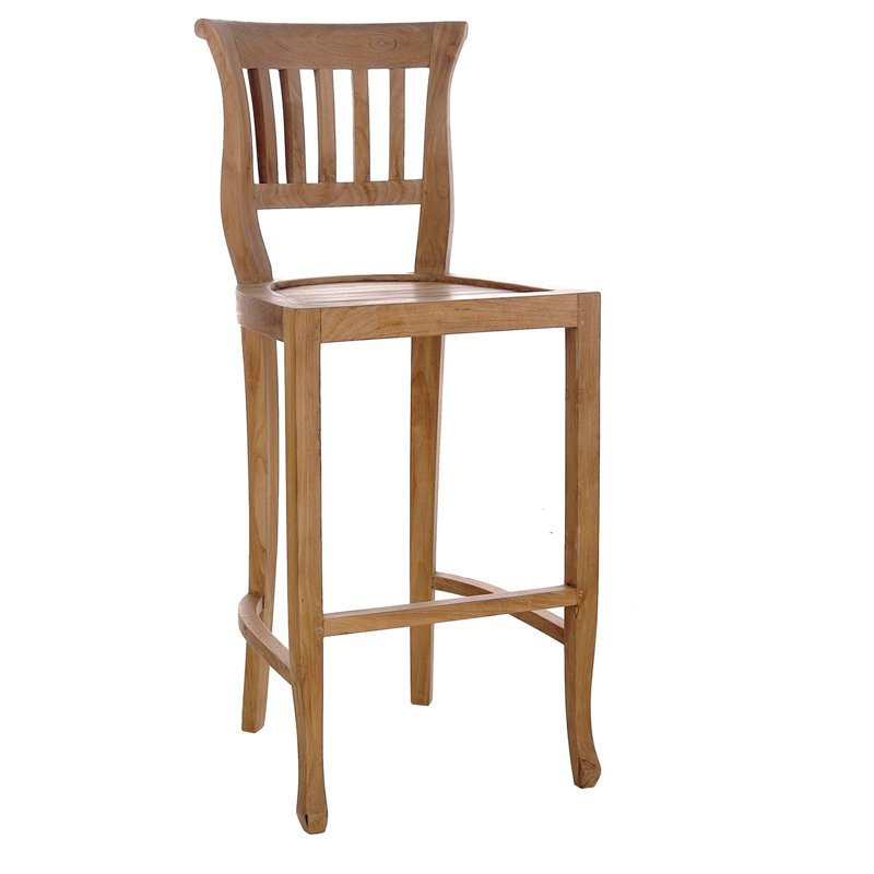 Amsterdam Outdoor Teak Bar Stool, 29.5"