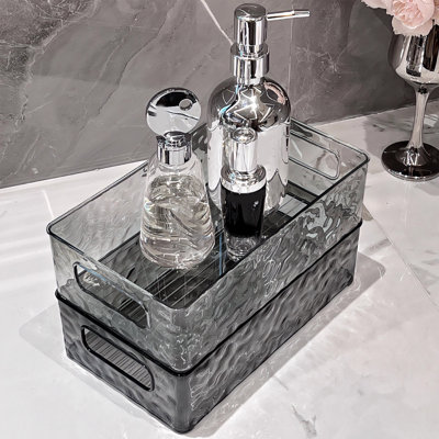 Glacier Pattern Storage Box High Value Bathroom Desktop Cosmetic Organiser Plastic With Handle Storage Basket